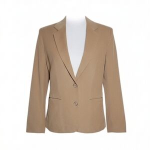 Vtg 80s Townhouse Tan Blazer Jacket Structured Career Academia Neutral 10